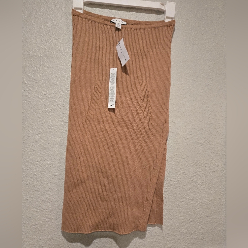 Top Shop Ribbed Midi Skirt